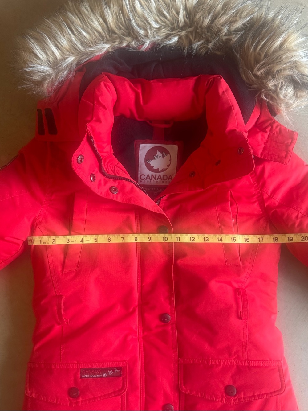 Canadian Weather Gear Bright Red Insulated Winter Jacket with Goose Down, Warm! - Picture 7 of 10